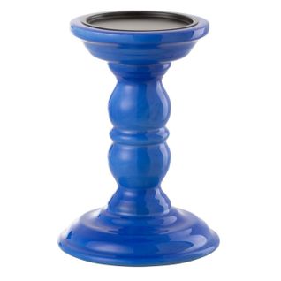 Bougeoir Haltère En Bois "waldo" 17cm Bleu