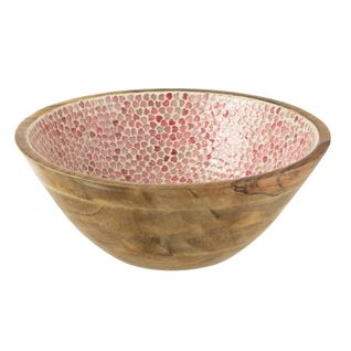 Saladier Mosaïque Cœur En Bois "freddy" 35cm Rose