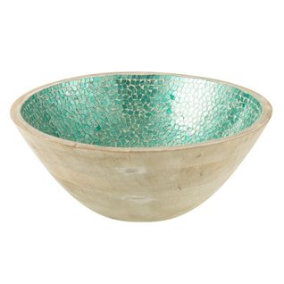 Saladier Mosaïque En Bois "freddy" 35cm Vert