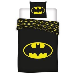 Parure De Lit Réversible Batman Logo Jaune Et Noir - 140 Cm X 200 Cm