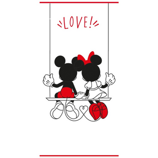 Serviette De Plage - Disney Mickey Et Minnie Sur Une Balançoire - 70x140 Cm