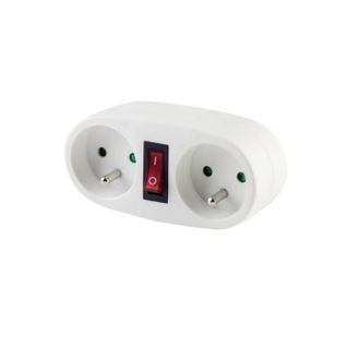 Prise Biplite 2x16a Avec Interrupteur Blanc