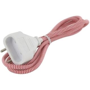 Rallonge Textile Rouge/blanc 6a - 1,5m -fiche Blanche