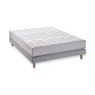 Ensemble Matelas + Sommier 160x200 Cm - 600 Ressorts Ensachés - 5 Zones De Confort - 19 Cm - Ferme