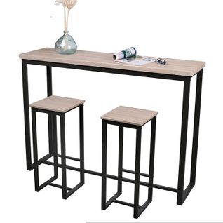 Table De Bar Murale Avec 2 Tabourets Dock - Naturel Clair