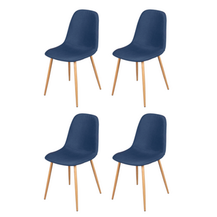 Lot De 4 Chaises En Tissu "oslo" - Bleu - L 54 X L 45 X H 87 Cm
