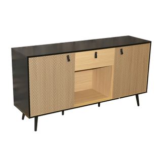 Buffet Contemporain Effet Bois Chelsea - L. 150 X H. 78 Cm - Noir