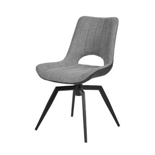 Chaise Tissu Gris Rotative Pieds Métal Noir Stenson