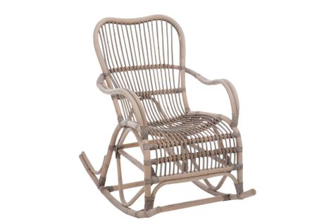 Rocking Chair En Rotin Gris - Carmelie