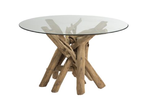 Table Ronde En Verre Et Bois Flotté - Noé