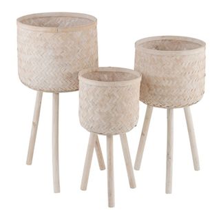 Lot De 3 Cache-pots Design "cuye" 76cm Naturel