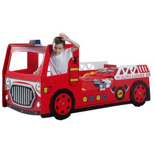 Lit Enfant "camion De Pompier" 90x200cm Rouge