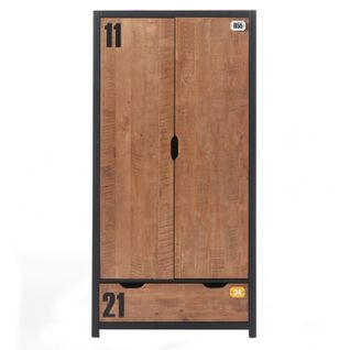Armoire 2 Portes "alex" 200cm Marron et Noir