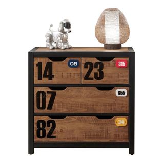 Commode 3 Tiroirs "alex" 83cm Marron et Noir