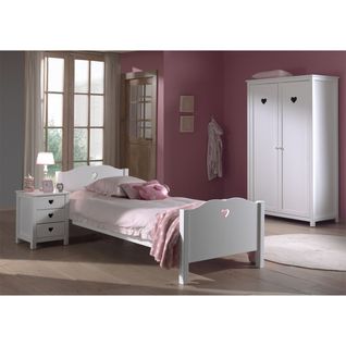 Pack - Lit Enfant, Chevet et Armoire 2 Portes "amori" Blanc