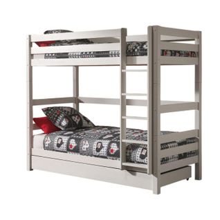 Lit Superposé Gigogne 90x200 Cm Avec Tiroir Pin Massif Blanc Pino H 180 Cm