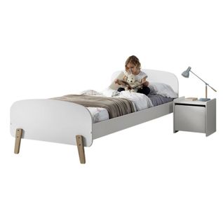 Lit 90x200 Et Chevet 1 Porte Kiddy - Blanc