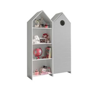 Pack - Étagère et Armoire 4 Niveaux "casami" 171cm Blanc et Gris