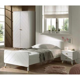 Pack - Lit Enfant, Chevet et Armoire "billy" 90x200 cm Blanc