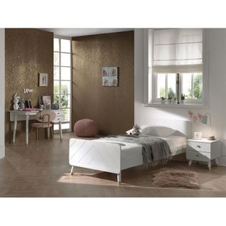 Pack - Lit Enfant, Chevet, Bureau et Commode "billy" 90x200 cm Blanc