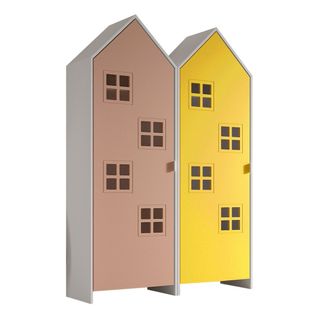 Pack - 2 Armoires Enfant "casami Bruges" 171cm Rose et Jaune