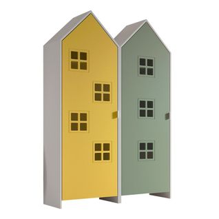 Pack - 2 Armoires Enfant "casami Bruges" 171cm Jaune et Vert
