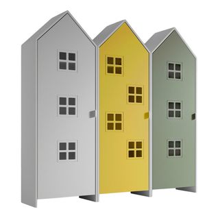 Pack - 3 Armoires Enfant "casami Bruges" 171cm Blanc, Jaune et Vert