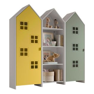 Pack - Étagère et 2 Armoires "casami Bruges" 171cm Jaune, Blanc et Vert