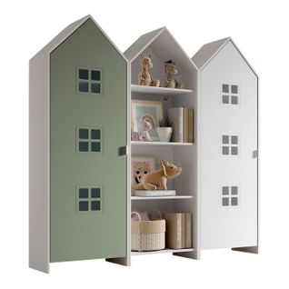 Pack - Étagère et 2 Armoires "casami Bruges" 171cm Vert et Blanc