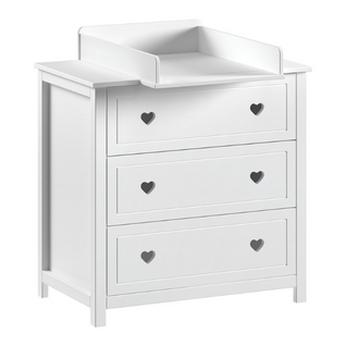 Commode Avec Planche à Langer Amori - 3 Tiroirs - Bois Pin - Blanc