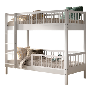 Lit Superposé Forrest 90x200cm Avec Barrière De Lit - Bois De Hêtre Blanc