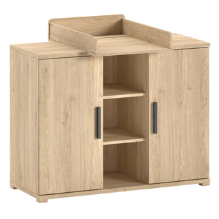 Commode Sammie - Avec Planche à Langer - Avec Deux Portes - Décor Chêne