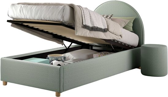 Lit Simple Maeva Avec Table De Chevet - 90x200cm - Avec Rangement - Vert