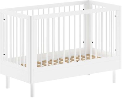 Lit De Bébé Forrest 60x120cm - Réglable - Bois De Hêtre Blanc