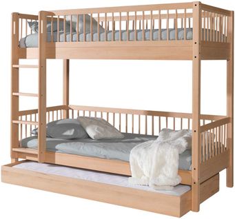 Lit Superposé Forrest 90x200cm Avec Lit Gigogne - Bois De Hêtre Massif