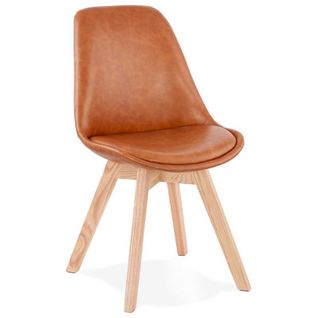 Chaise Design Industriel "vieni" 82cm Marron et Naturel