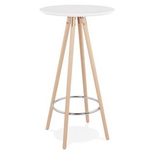 Table De Bar En Bois "lizon" 110cm Blanc et Naturel