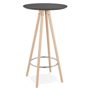 Table De Bar En Bois "lizon" 110cm Noir et Naturel
