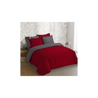 Parure De Couette 100% Coton - 1 Housse De Couette Réversible 240x260 Cm + 2 Taies 65x65cm