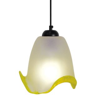 *suspension Tosel ,verre,satin Jaune,h75xd16xp16cm