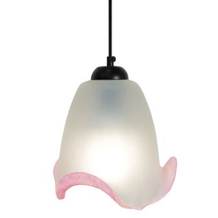*suspension Tosel ,verre,satin Rose,h75xd16xp16cm