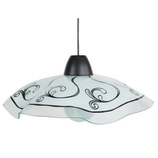 Suspension Tosel ,verre,noir ,h 74x D45xp45cm