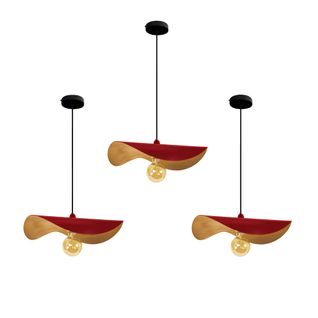 *suspension Tosel ,métal,rouge, Doré,h65xd40xp40cm