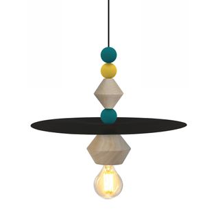 Suspension Tosel ,bois,noir ,h60xd10xp10 Cm