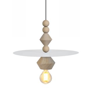 Suspension Tosel ,bois,blanc   ,h60x D 10xp10cm