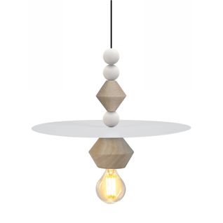 Suspension Tosel ,bois,blanc   ,h60xd10x P 10cm