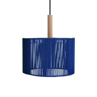 Suspension Tosel ,métal,fibre ,bleu,h 90xd30x P 30cm