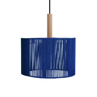 Suspension Tosel ,métal,fibre ,bleu,h92xd35xp35cm