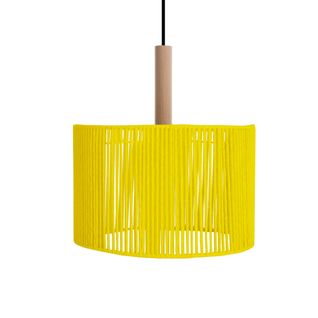 Suspension Tosel ,métal,fibre ,jaune ,h 92x D35xp35cm