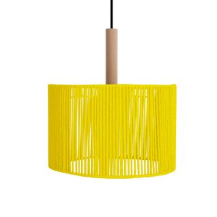 Suspension Tosel ,métal,fibre ,jaune ,h95xd 40xp40cm